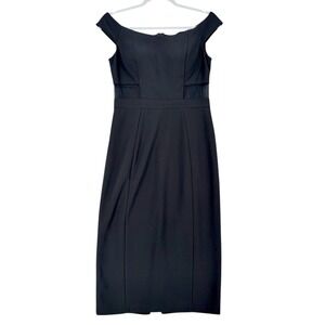 Aqua Dresses Black Off Shoulder Sheath Lace Trim Cocktail‎ Dress Size 6